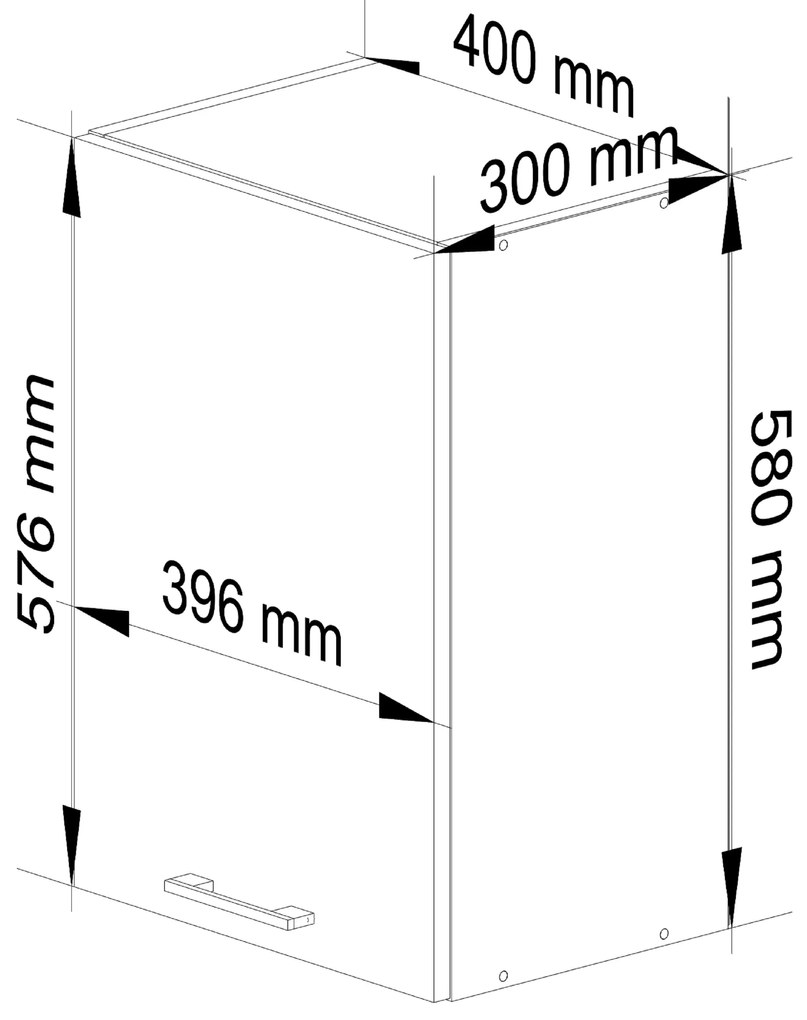 Horná kuchynská skrinka Ozara W40 H580 (biela + betón). Akcia -20%. Vlastná spoľahlivá doprava až k Vám domov. 1071168
