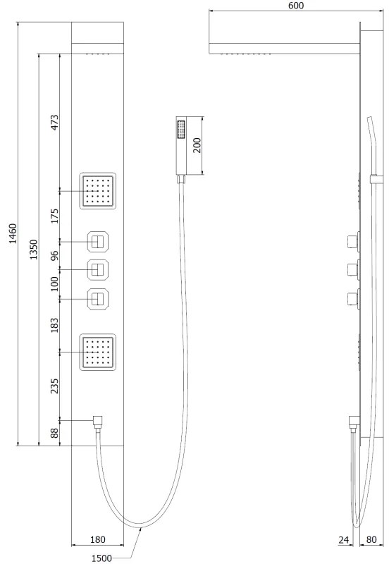 Mexen Savio, sprchový panel 3-funkčný, chrómová, 7605-03-00
