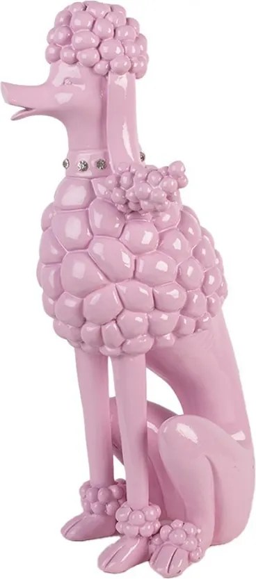 Ružová dekorácia figúrka pudel Poodle - 13*17*33 cm