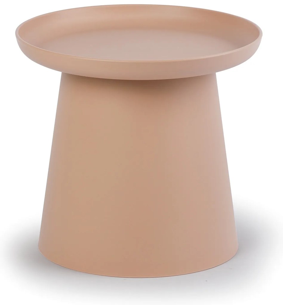 Plastový kávový stolík FUNGO, priemer 50 cm, tehlový