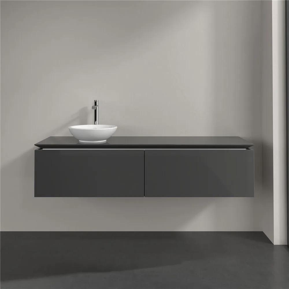 VILLEROY &amp; BOCH Legato závesná skrinka pod umývadlo na dosku (umývadlo vľavo), 2 zásuvky, 1600 x 500 x 380 mm, Glossy Grey, B59500FP