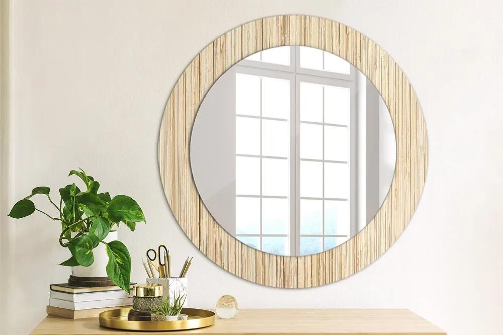 Okrúhle zrkadlo s potlačou Bambusová slama fi 60 cm
