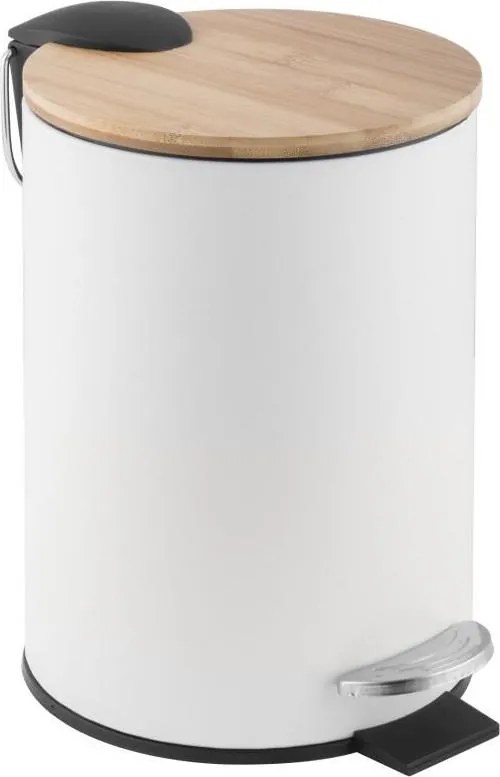 Odpadkový kôš do kúpeľne VINCENT s bambusovým krytom 3l - softclose - biely