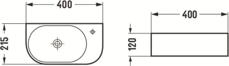 Mexen Viera umývadlo na dosku ľavé 40 x 21 cm, biele - 21274000L