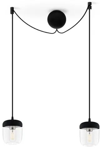 Acorn visiaca lampa s dvoma tienidlami čierna/oceľ