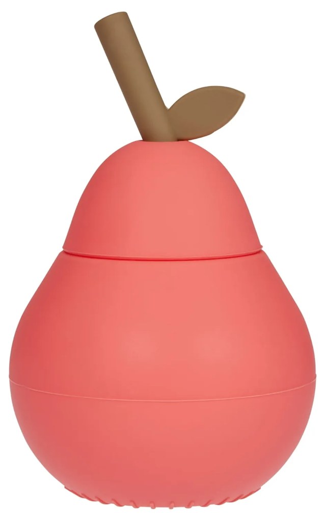 OYOY Detský silikónový hrnček Pear Cherry Red