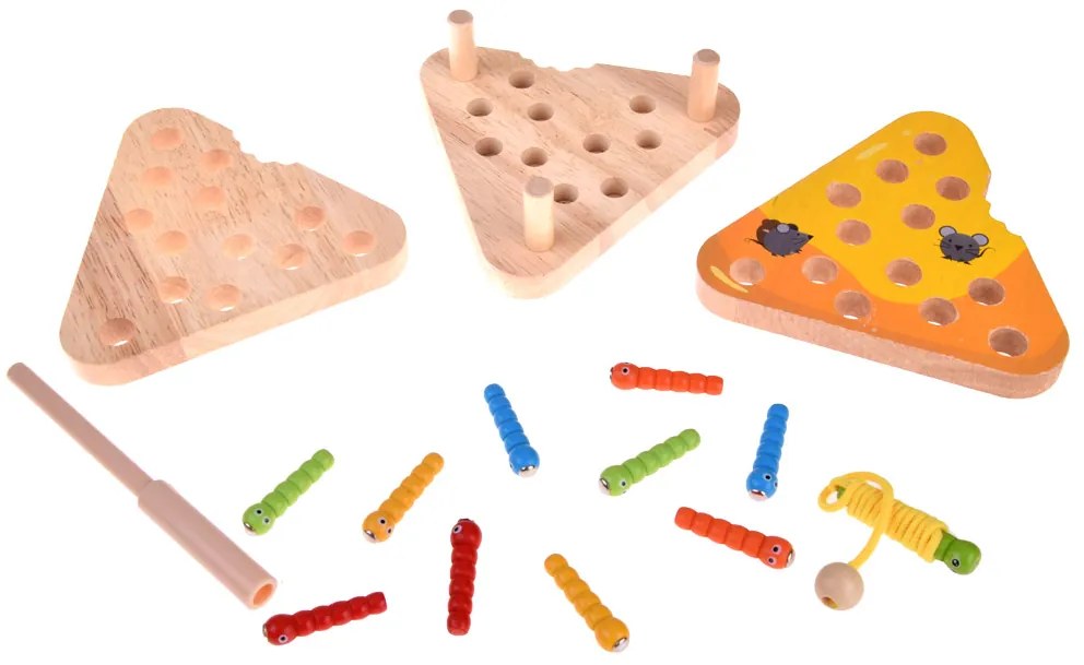 Jokomisiada Drevená Montessori hračka – Syr s červíkmi