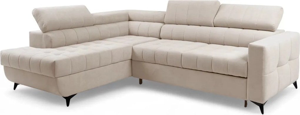 Rohová sedačka Nardo L s rozkladom ľavostranná - béžový plyš Pretty 03