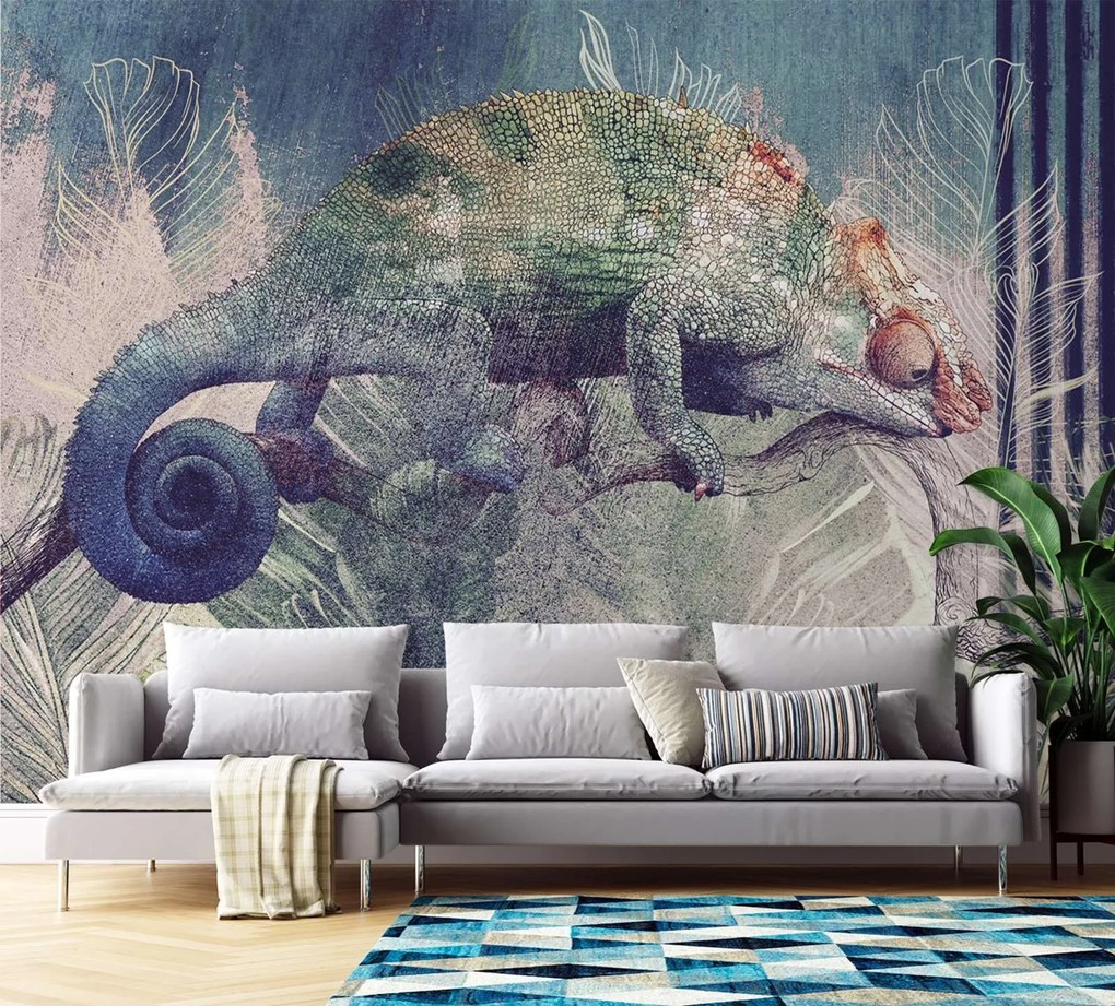 Gario Fototapeta Chameleón na vetve v džungli Materiál: Vliesová, Rozmery: 200 x 140 cm