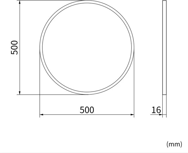 Erga Round, okrúhle zrkadlo 50cm, čierny rám, ERG-V01-ROUND-5050-BK