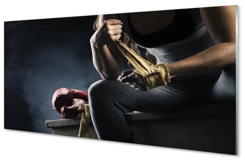 Obraz plexi Žena bandáž rukavice 125x50 cm