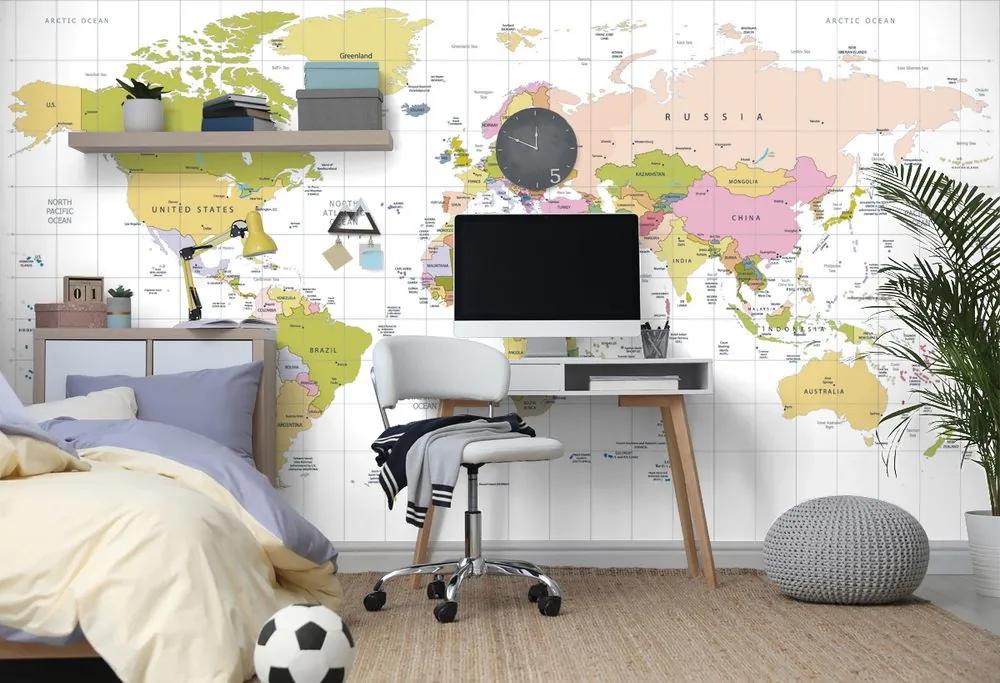 Samolepiaca tapeta prehľadná mapa sveta na bielom pozadí