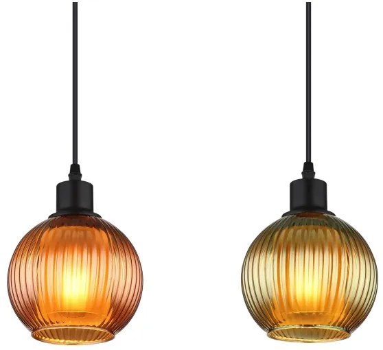 Globo 15638-4 - Luster na lanku ZUMBA 4xE27/25W/230V meď/zelená/modrá