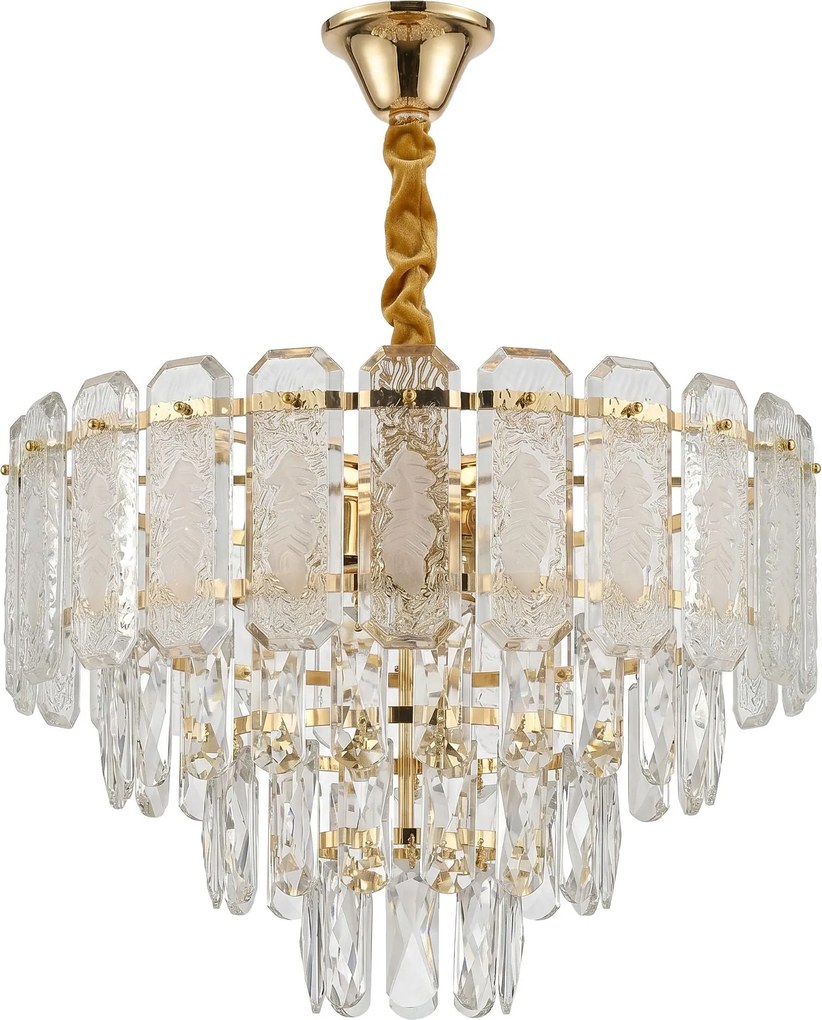 Toolight Toolight, krištáľová závesná lampa Ø40 cm, 5×E14, SWE088-CP, zlatá, OSW-30215