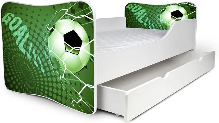 MAXMAX Detská posteľ so zásuvkou FUTBAL zelená + matrac ZADARMO