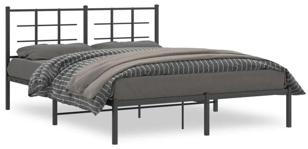 Kovový rám postele s čelom čierny 150x200 cm 355563