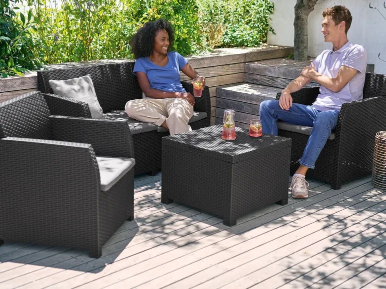 Livarno home Záhradná sedacia súprava, 4-dielna, antracitová/sivá (850000452)