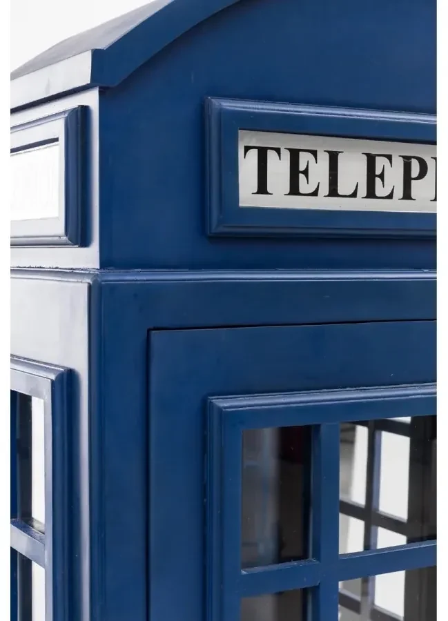 furniture-nabytek.cz - Masívna vinotéka v tvare telefónnej búdky, lakovaná, modrá – Mango 78×44×200 cm