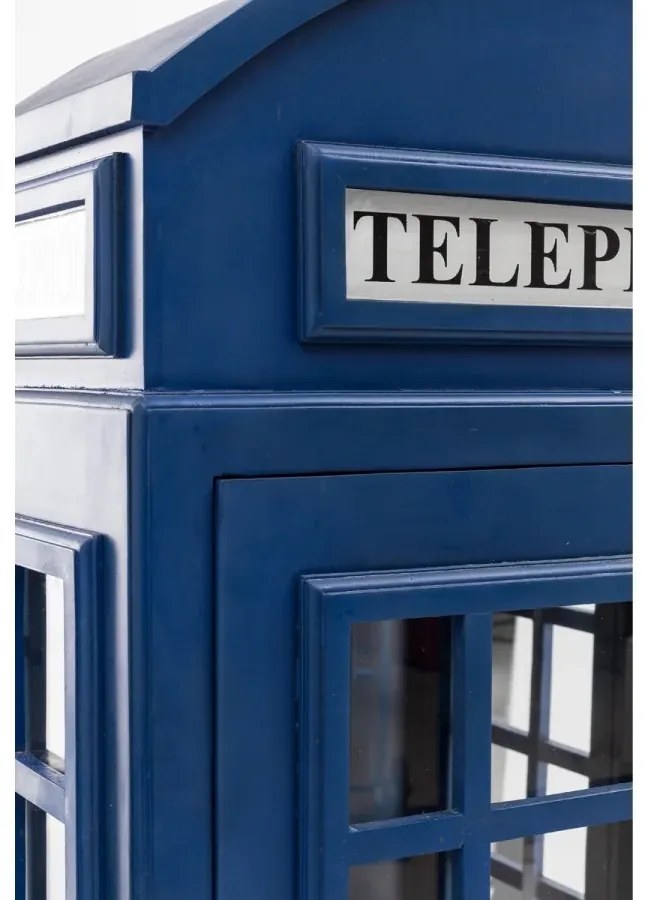 furniture-nabytek.cz - Masivní vinotéka ve tvaru telefonní budky, lakovaná, modrá – Mango 78×44×200 cm
