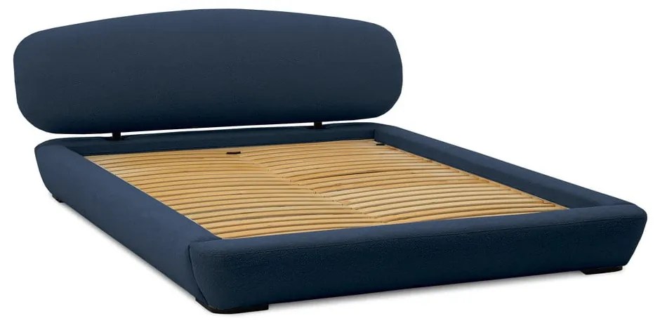 Tmavomodrá čalúnená dvojlôžková posteľ s roštom 180x200 cm Odette – Scandic