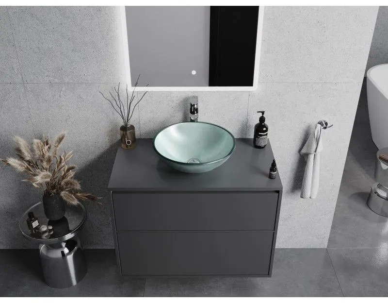 Mexen Mira, sklenené umývadlo na dosku 42 x 42 x 14,5 cm, strieborná, 24124211