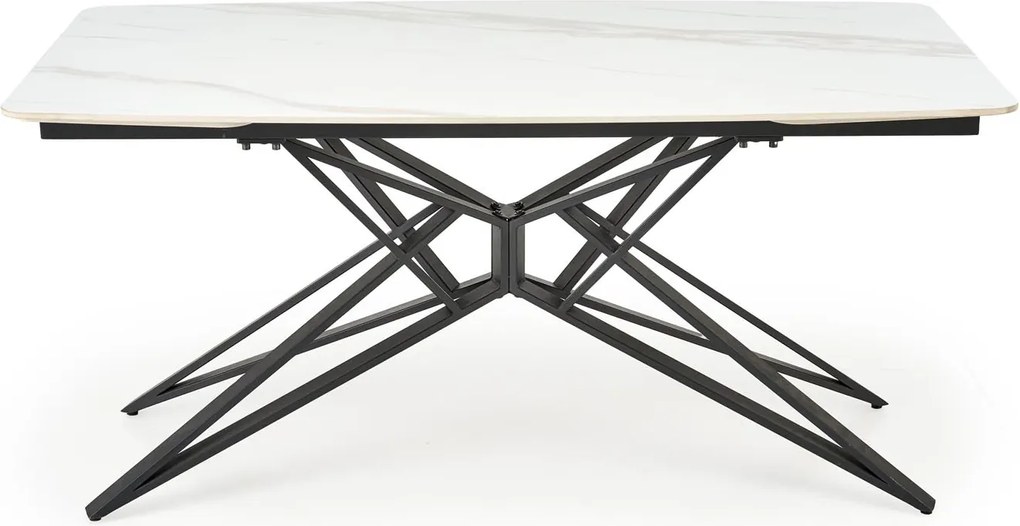 Rozkladací jedálenský stôl Alfredo 160/240 cm biely mramor/čierny