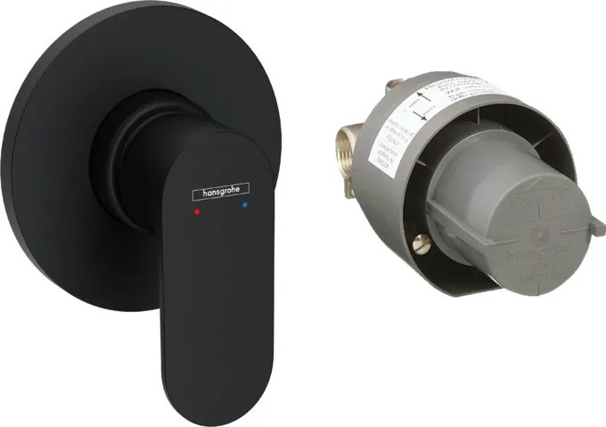 Hansgrohe Rebris S, sprchová batéria pod omietku, súprava s telesom, čierna matná, HAN-72648670