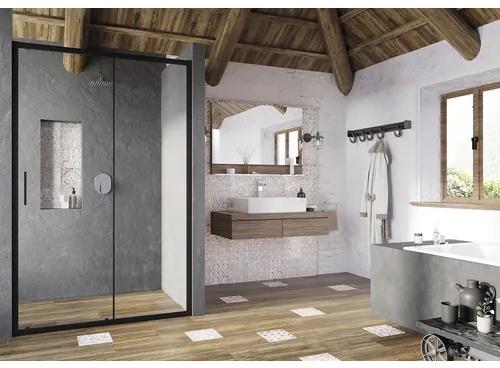 Sprchové dvere do niky Sprchové dvere pre sprchovú zástenu RAVAK Blix Slim 120 cm farba rámu čierna dekor skla číre sklo X0PMG0300Z1