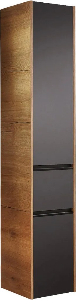 XXXLutz VYSOKÁ SKRINKA, čierna, farba duba, 33,3/173,4/33 cm Sadena - Kúpeľňové skrinky - 001864012304