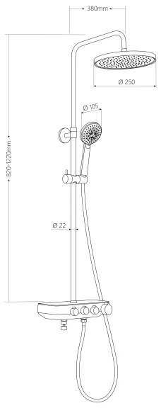 Aqualine - Sprchová súprava s batériou FARRAO lesklý chróm