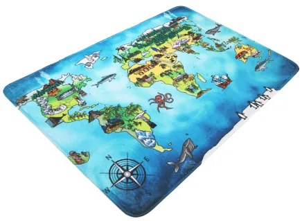 Koberce Breno Kusový koberec World Map, modrá, viacfarebná,76.5 x 117 cm