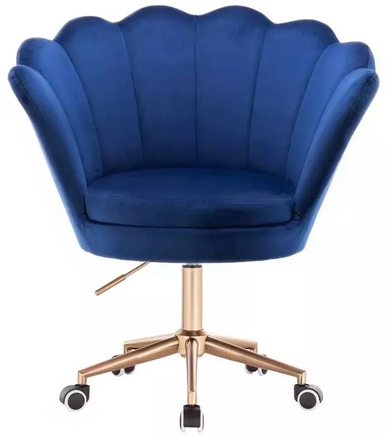 LuxuryForm DESIGN Kreslo FREY VELUR na zlatej podstave s kolieskami - modré