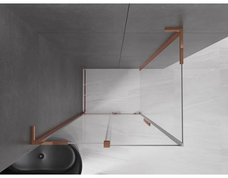 Mexen Velar L, sprchový kút s posuvnými dverami 110 x 80 cm, 8mm číre sklo, ružové zlato, 871-110-080-03-60