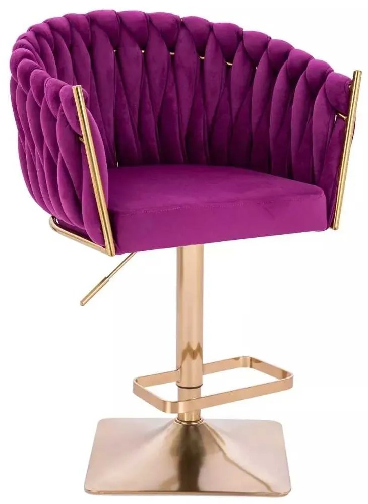 LuxuryForm DESIGN Barová stolička NORDEN VELUR na zlatej hranatej podstave - fuchsia