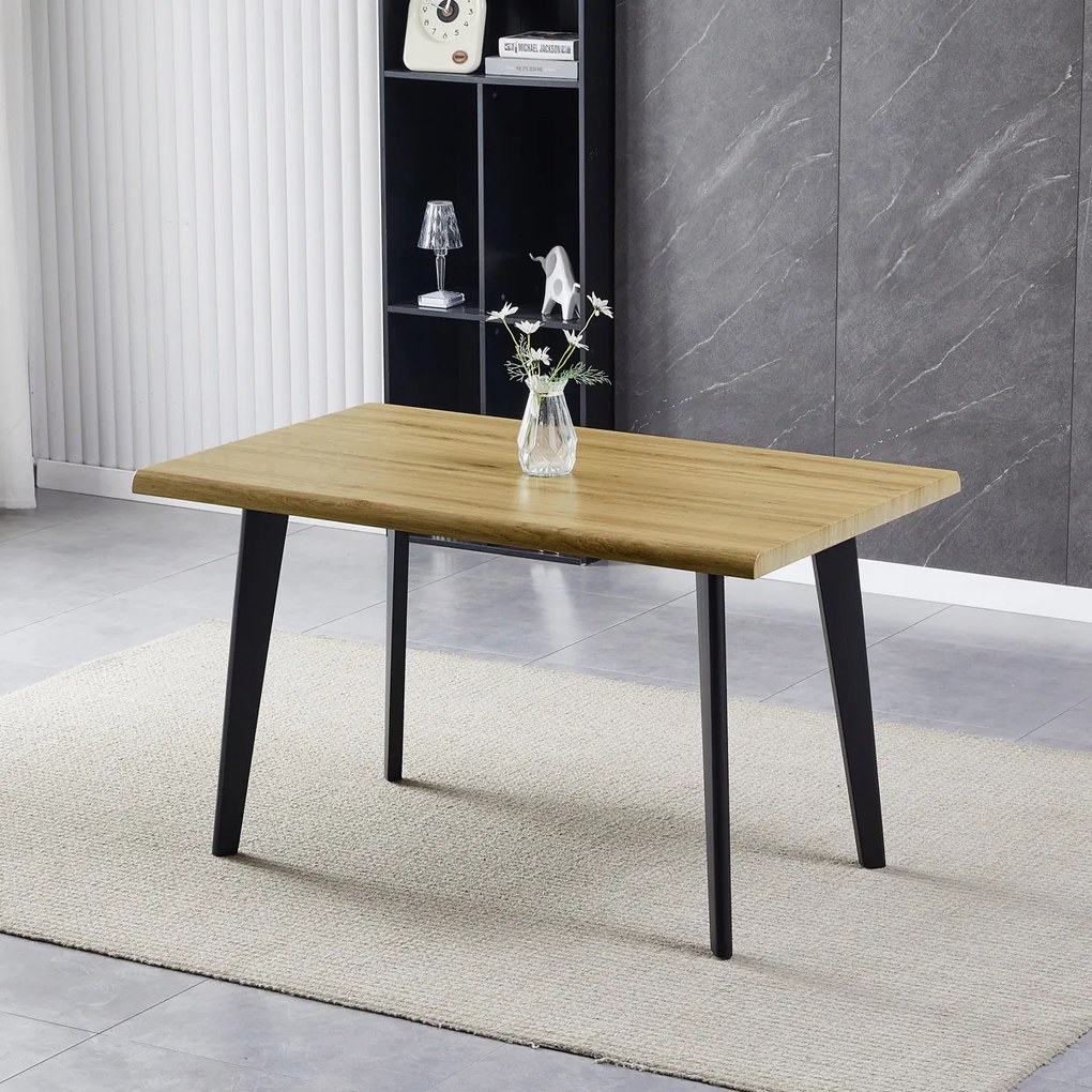 Autronic - Stůl jídelní, 130x80x75 cm, MDF deska, dekor divoký dub, kov, černý lak - HT-F4413 OAK AKCE NOVINKA