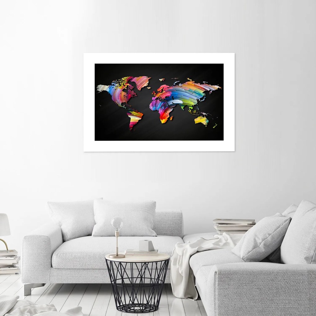 Gario Plagát Mapa sveta v rôznych farbách Farba rámu: Bez rámu, Rozmery: 60 x 40 cm