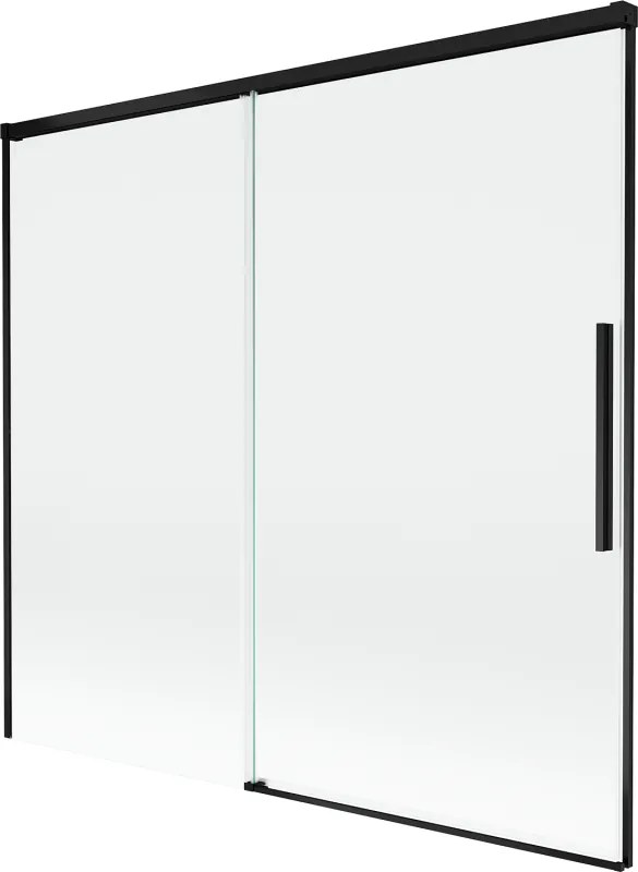 Mexen Rox, 2-krídlová posuvná vaňová zástena 170 x 150 cm, 8mm číre sklo, čierny matný profil, 8C9-170-001-70-00