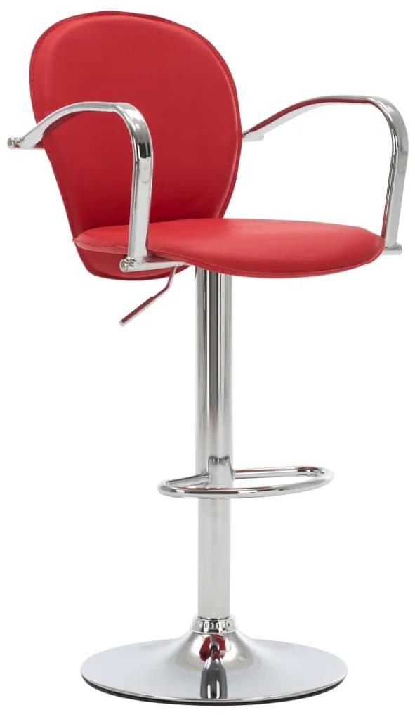 vidaXL Barová stolička s opierkami, červená, umelá koža