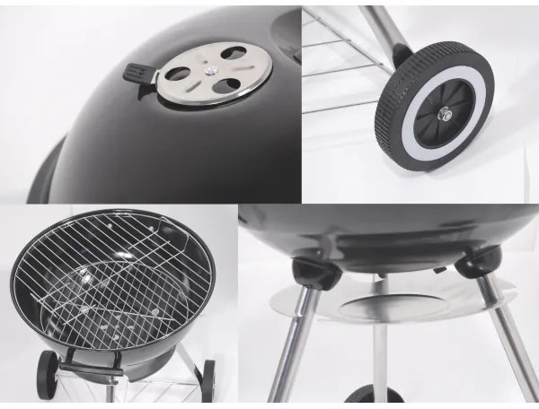 Prenosný gril na drevené uhlie čierna