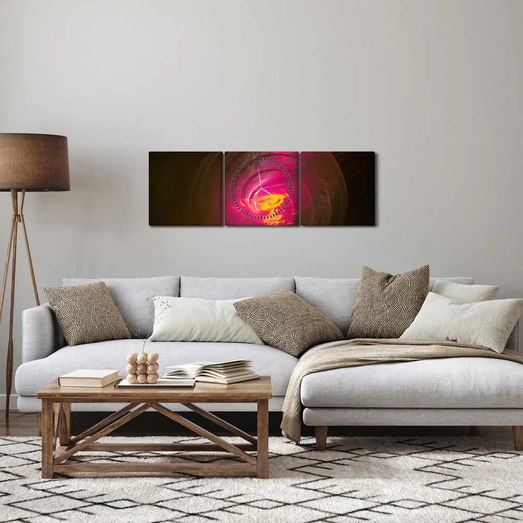 Obraz - abstrakcie špirály (s hodinami) (90x30 cm)