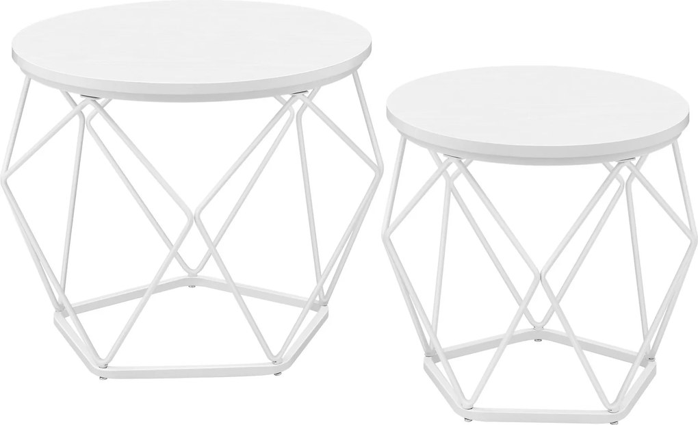XXXLutz SADA KONFERENČNÝCH STOLÍKOV, biela, kov, kompozitné drevo, 50-40/50-40/40-36 cm MID.YOU - Stolíky do obývačky - 002543029003