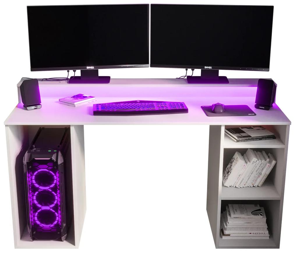 Herný PC stolík Garrick 1 (biely) (s LED RGB osvetlením). Vlastná spoľahlivá doprava až k Vám domov. 1064133