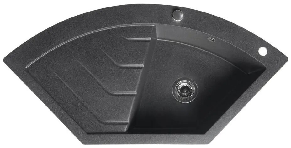 Sapho - Rohový kuchynský drez 114x57,5 cm granit/čierny