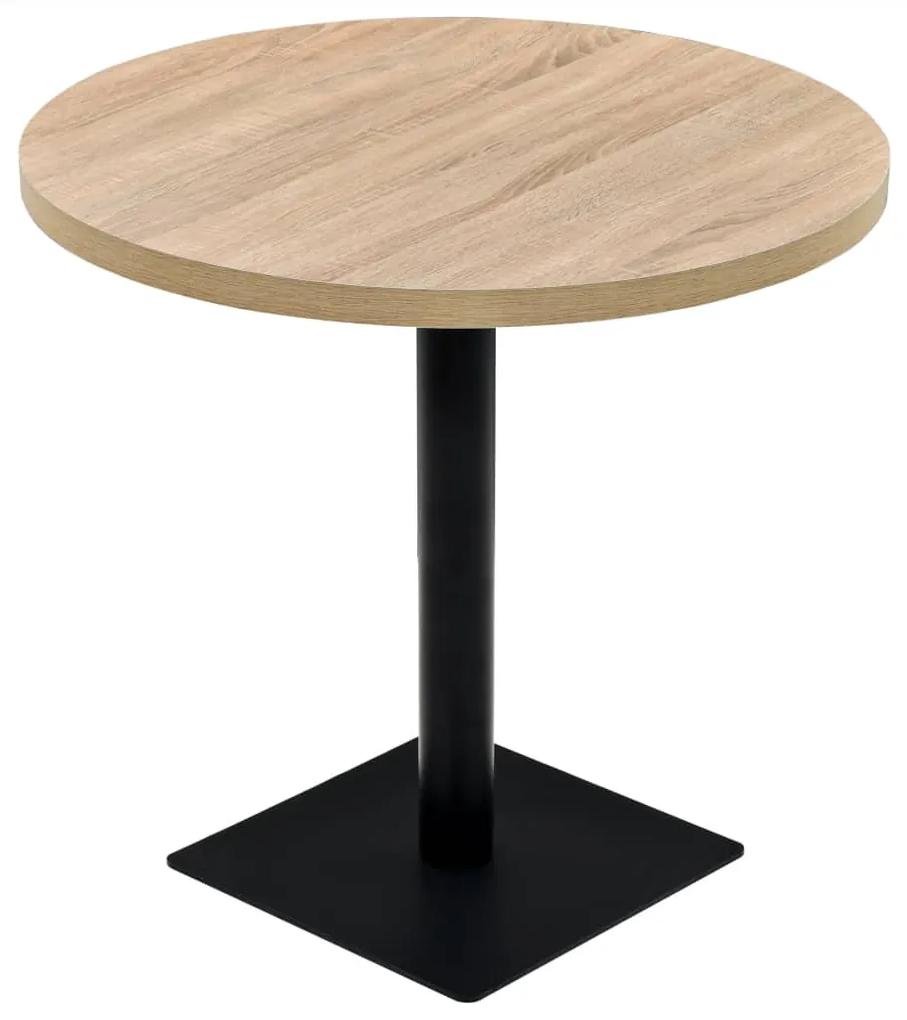 vidaXL Bistro stolík, MDF a oceľ, okrúhly, 80x75 cm, dubová farba