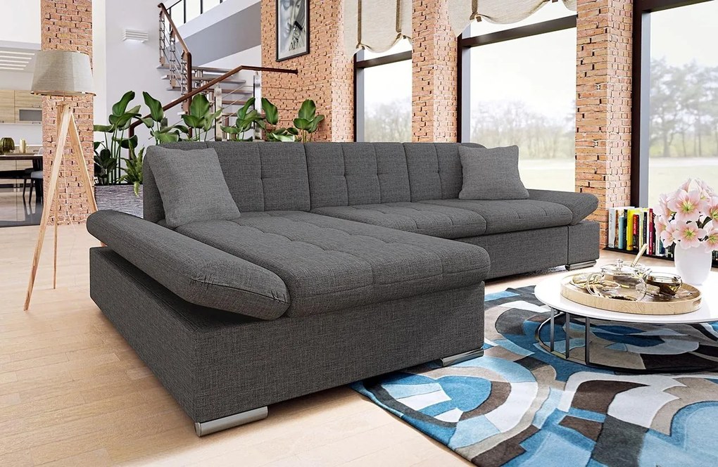 Rohová sedacia súprava s funkciou spania Laviva Sale, Dostupné poťahy: ekokoža Soft 017 + Lux 06 + Lux 05, Strana: ľavá
