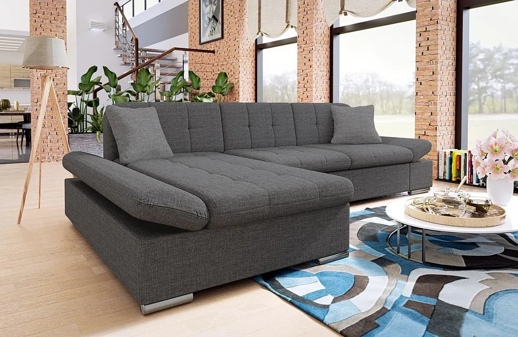 Rohová sedacia súprava s funkciou spania Laviva Sale, Dostupné poťahy: ekokoža Soft 017 + Lux 06 + Lux 05, Strana: pravá