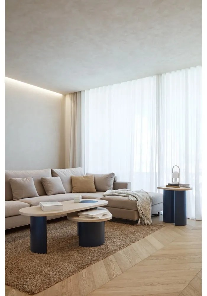 Modrý/v prírodnej farbe konferenčný stolík v dekore jaseňa 50x120 cm Nori – Teulat