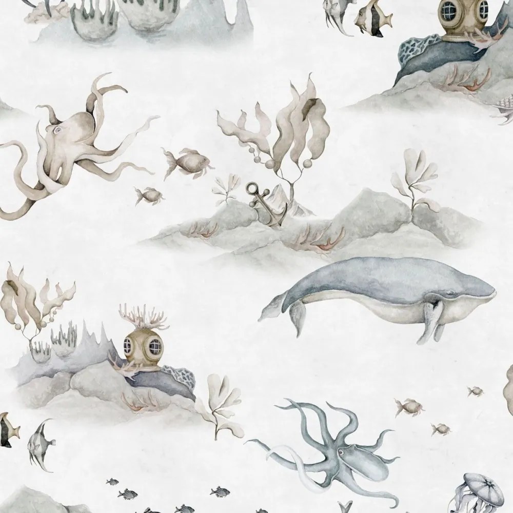 Tapeta podvodný svet biela 280x100 cm
