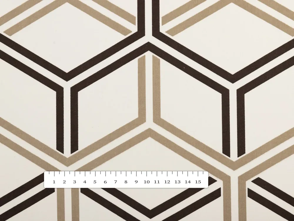 Biante Bavlnený behúň na stôl Sandra SA--558 Hnedé hexagóny na krémovom 20x140 cm