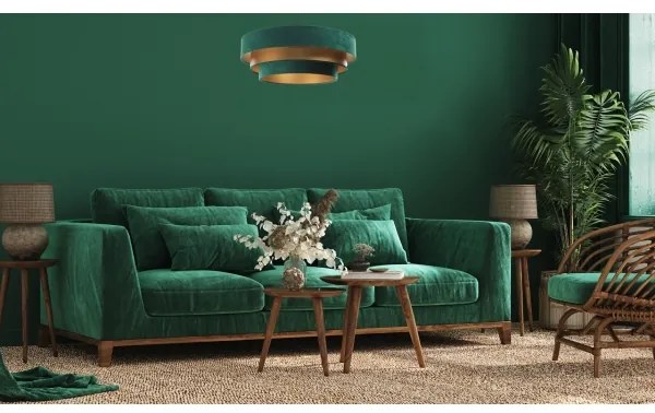 Luster na lanku TRINITI 1xE27/60W/230V zelená/zlatá